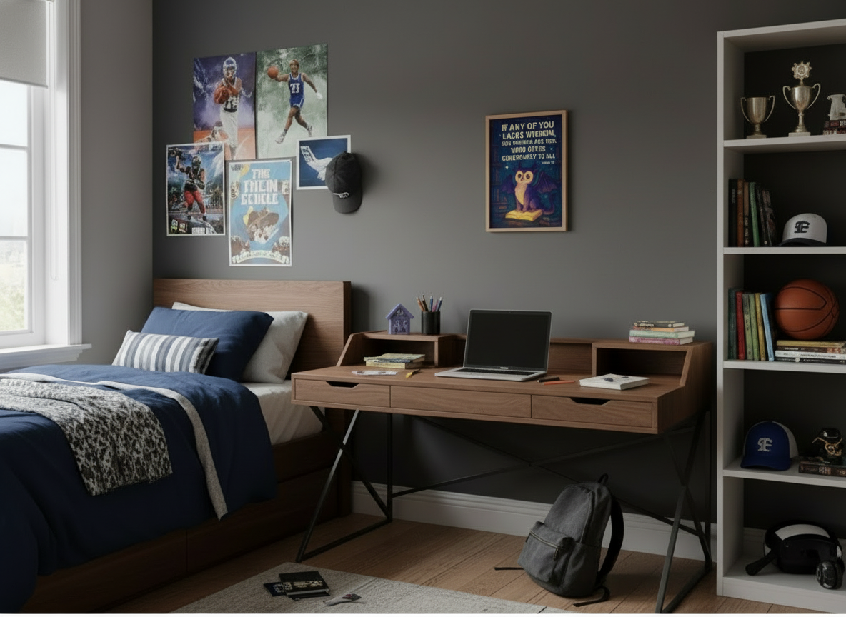 James 1:5 Owl Dragon Wall Art (8x10) – Ask for Wisdom – Christian Kids Fantasy Print