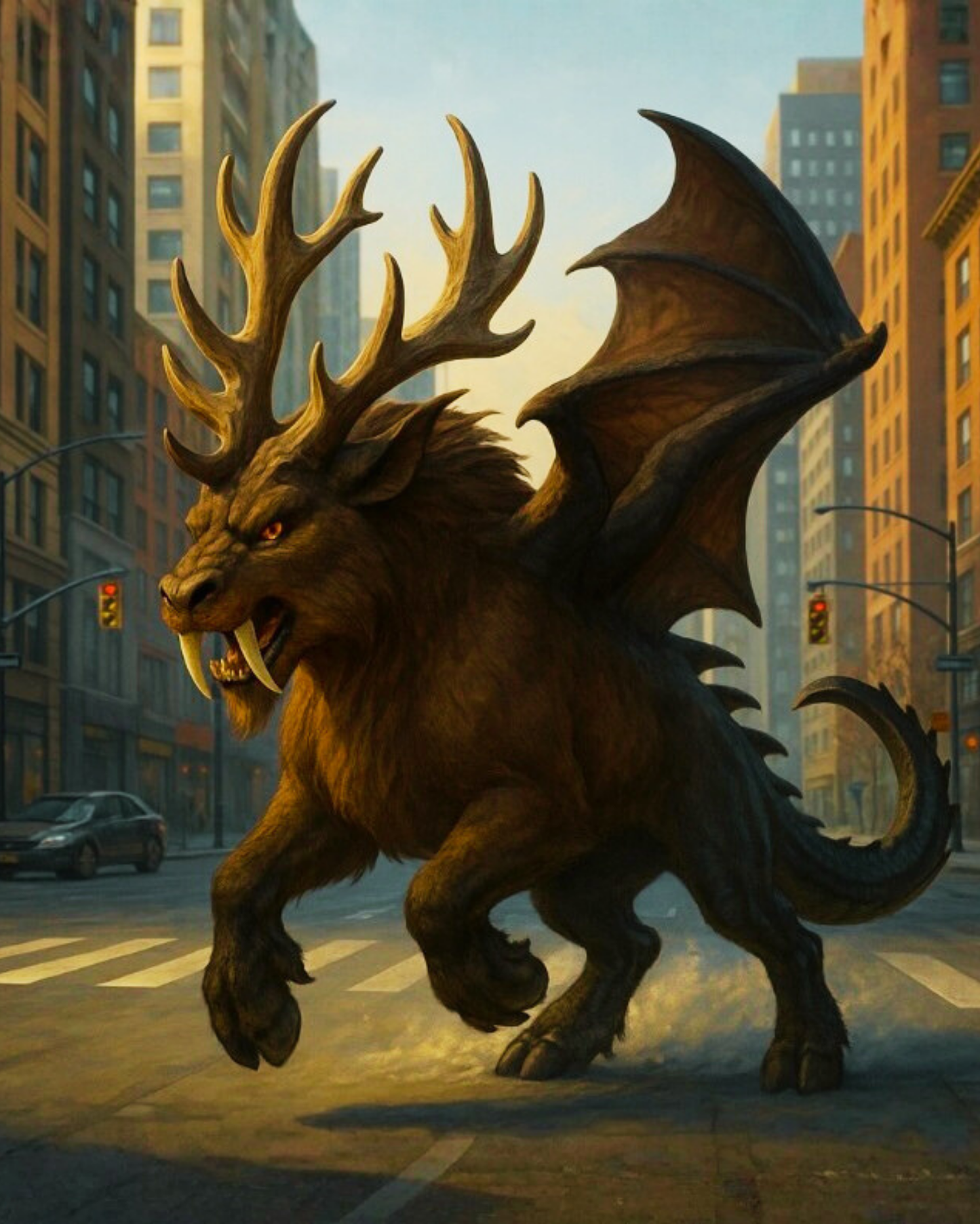 Sabertooth Dragon Wall Art – Epic Fantasy Creature Print