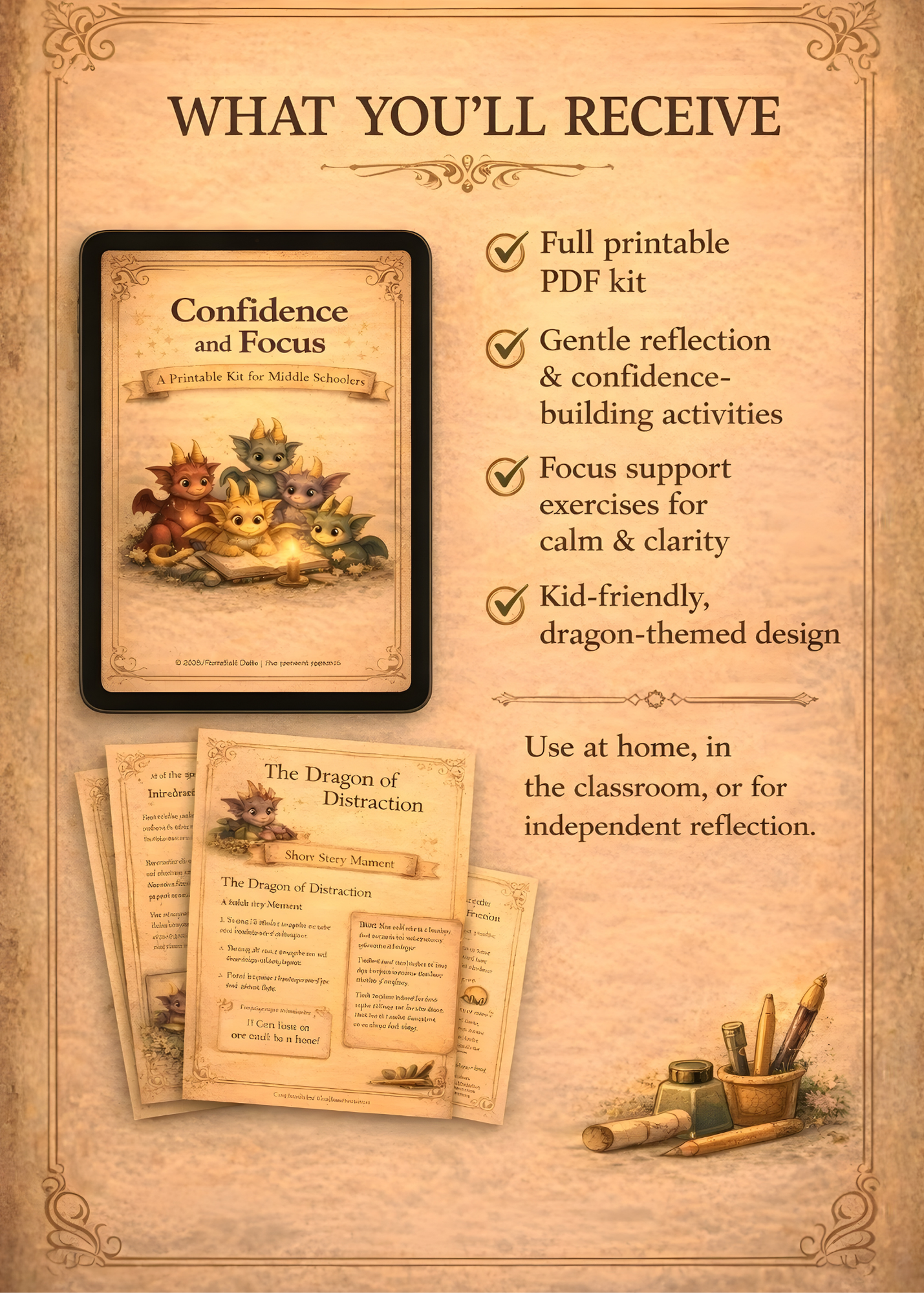 Confidence & Focus Printable Kit for Middle Schoolers