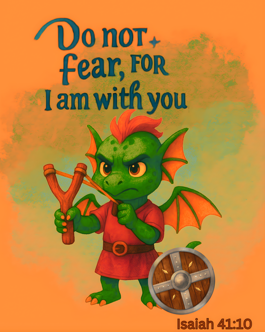 Isaiah 41:10 Warrior Dragon Wall Art (8x10) – Do Not Fear, For I Am With You – Christian Kids Decor