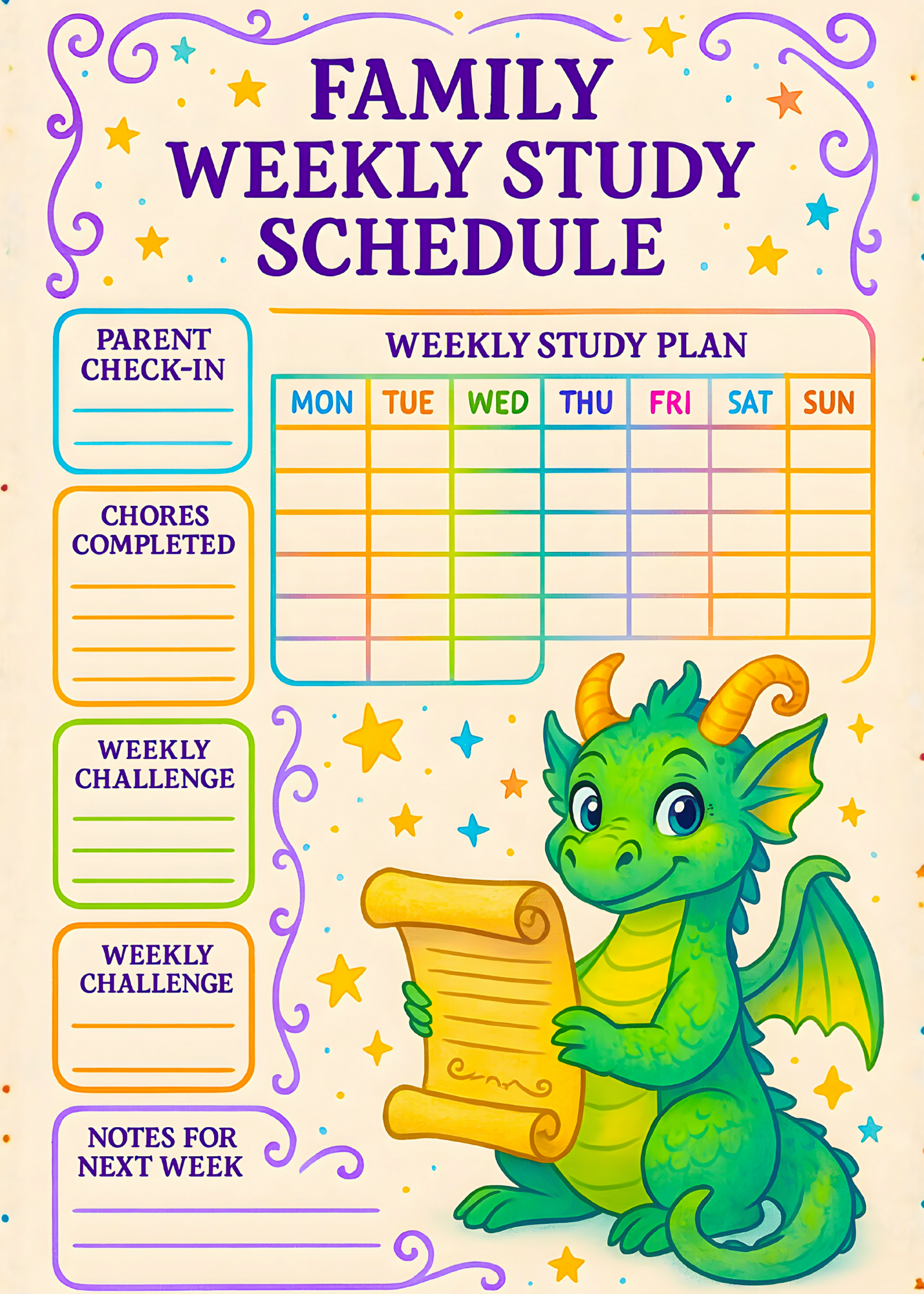 Fanciful Tales Family Weekly Study Schedule – 8x10 Digital Download