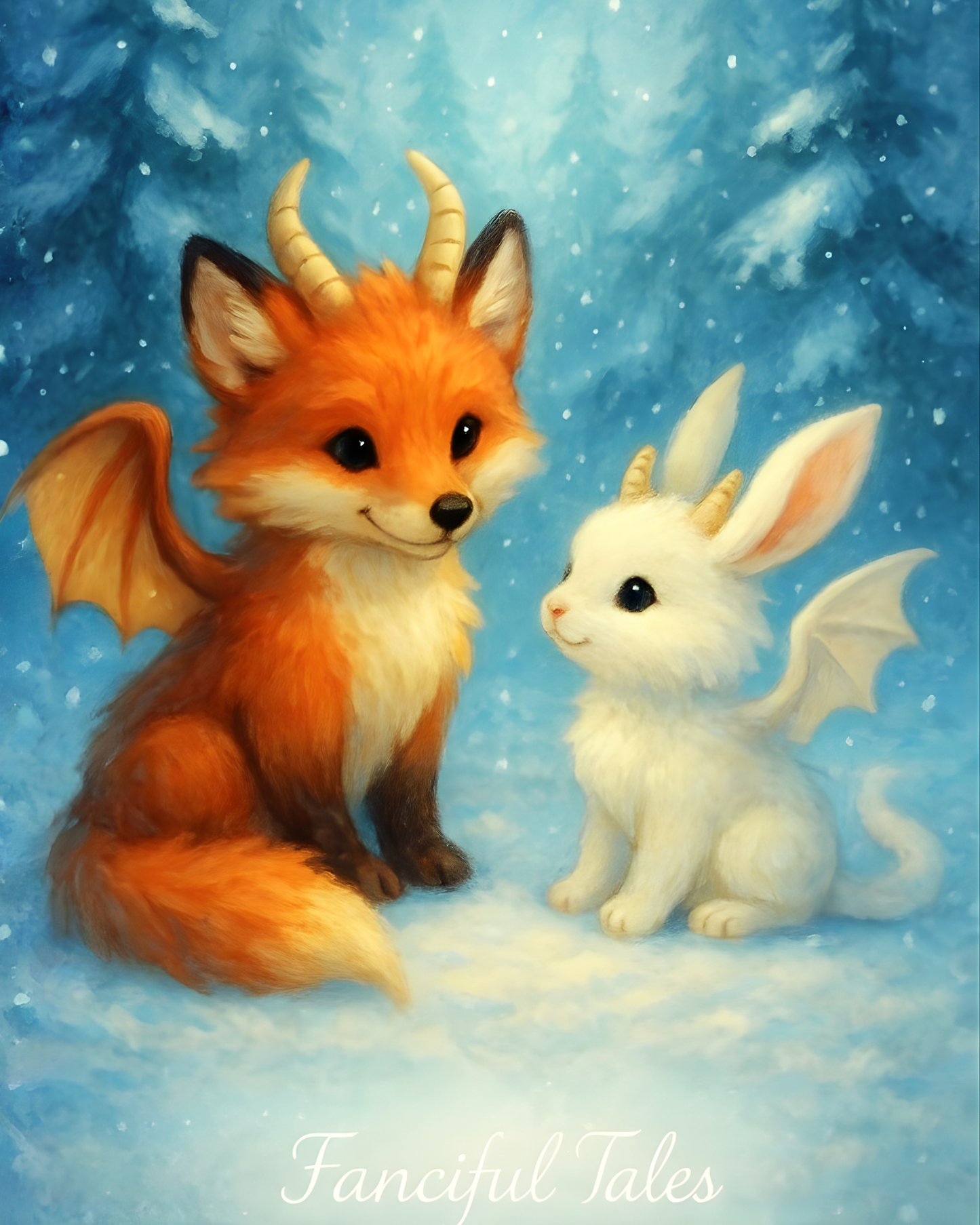 Forest Friends Dragon Wall Art – Whimsical Woodland Fantasy Print