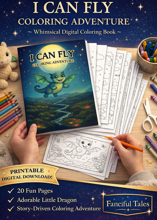 I Can Fly Coloring Adventure – Whimsical Dragon Coloring Book (Digital Download)