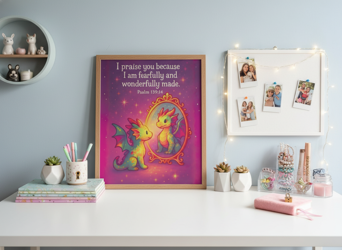 Fearfully and Wonderfully Made | Psalm 139:14 Mirror-Dragon Wall Art