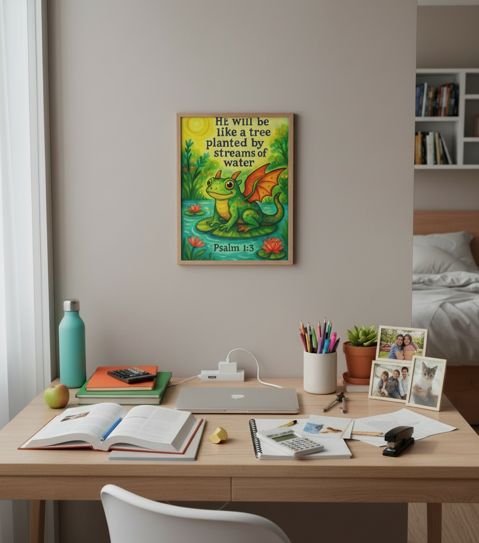 Like a Tree Planted by Water | Psalm 1:3 Frog-Dragon Wall Art