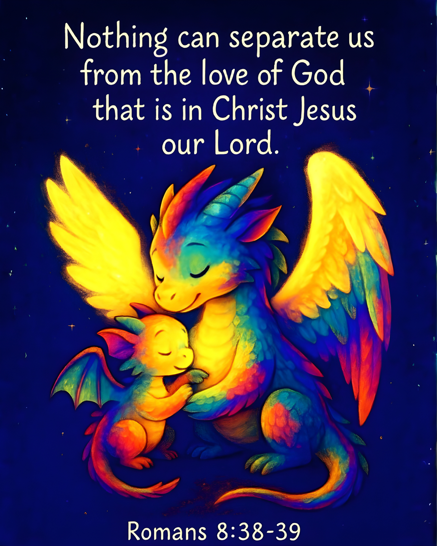 Romans 8:38–39 Dragon Wall Art (8x10) – “Nothing Can Separate Us” – Christian Kids Decor