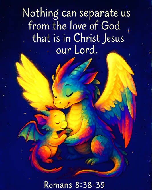 Romans 8:38–39 Dragon Wall Art (8x10) – “Nothing Can Separate Us” – Christian Kids Decor