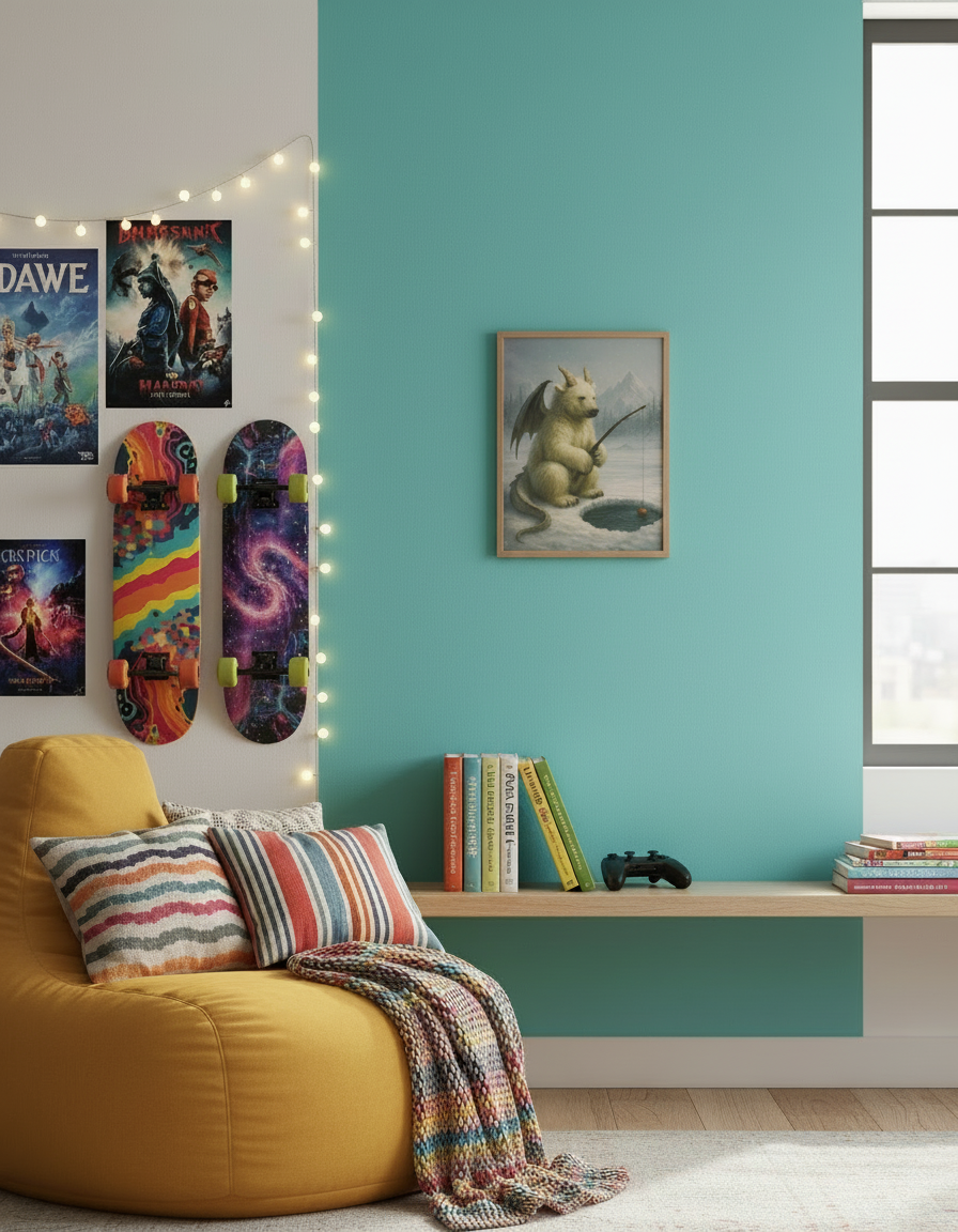 Polar Bear Dragon Wall Art – Cozy Winter Fantasy Print
