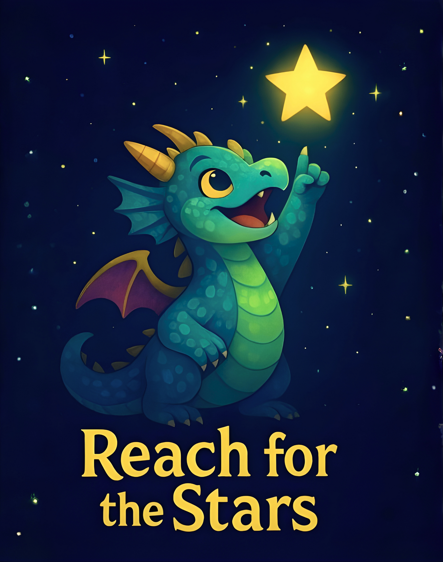 Reach for the Stars Dragon Wall Art – Inspirational Fantasy Print