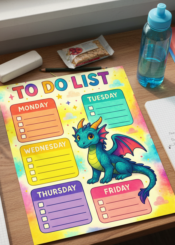 Dragon-Themed Weekly To-Do List – Fanciful Tales Printable
