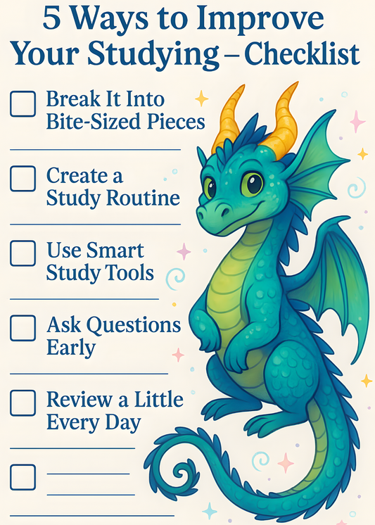 5 Ways to Improve Your Studying – Dragon Hybrid Checklist Wall Art
