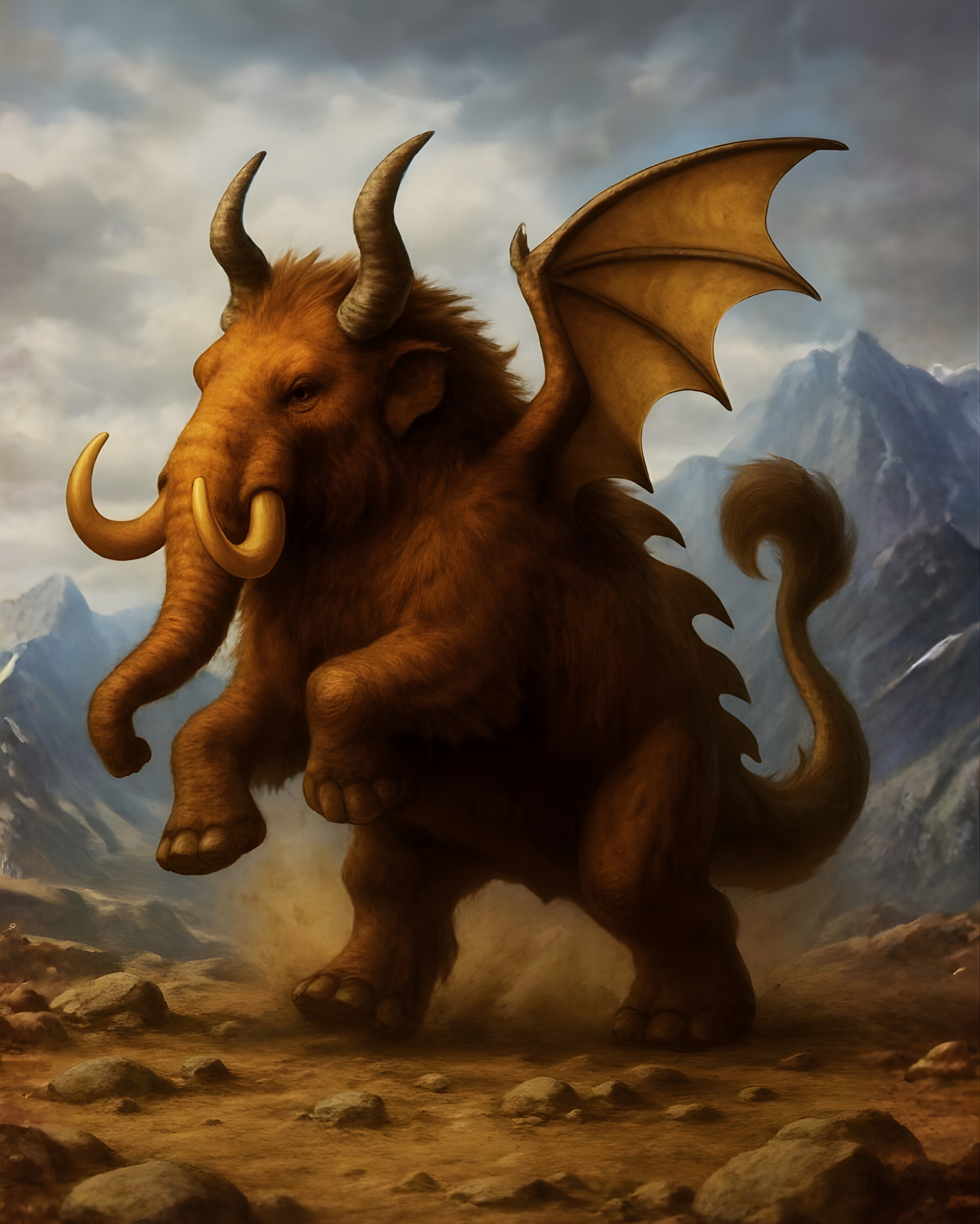 Mammoth Dragon Wall Art – Epic Fantasy Adventure Print