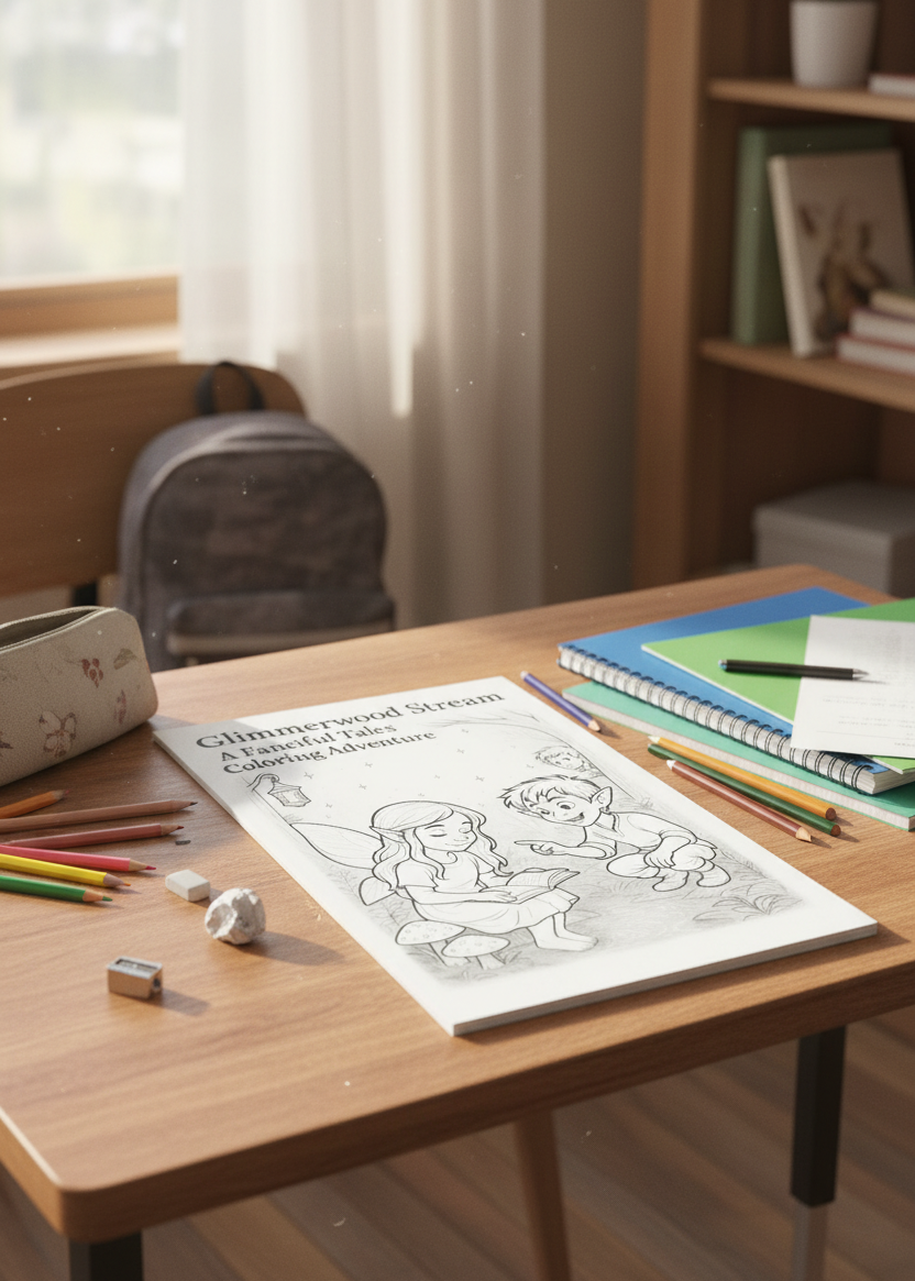 Glimmerwood Stream: A Fanciful Tales Coloring Adventure (8.5x11 PDF)